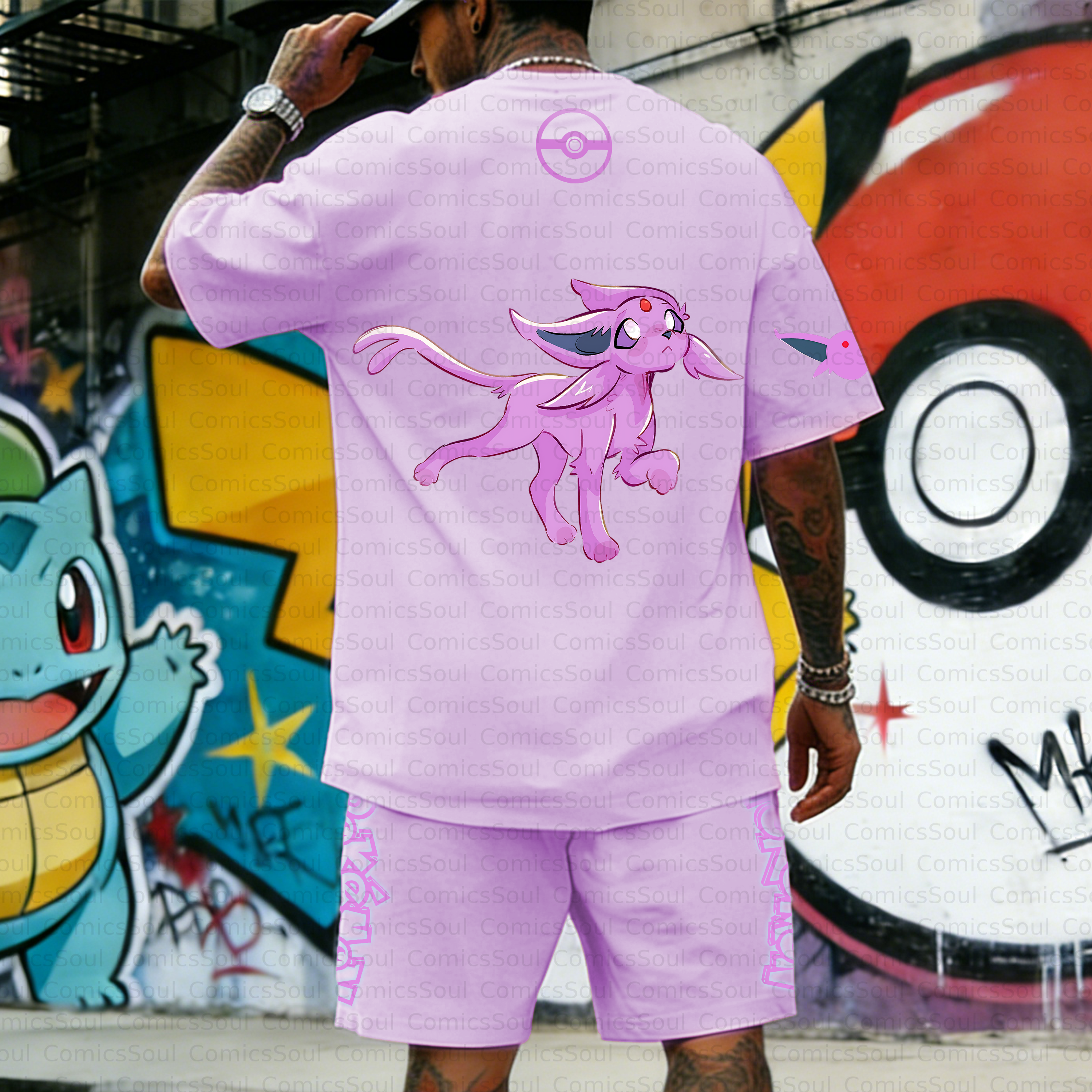Unisex Anime Inspired Vintage T-shirt& Shorts 2 Pieces Set
