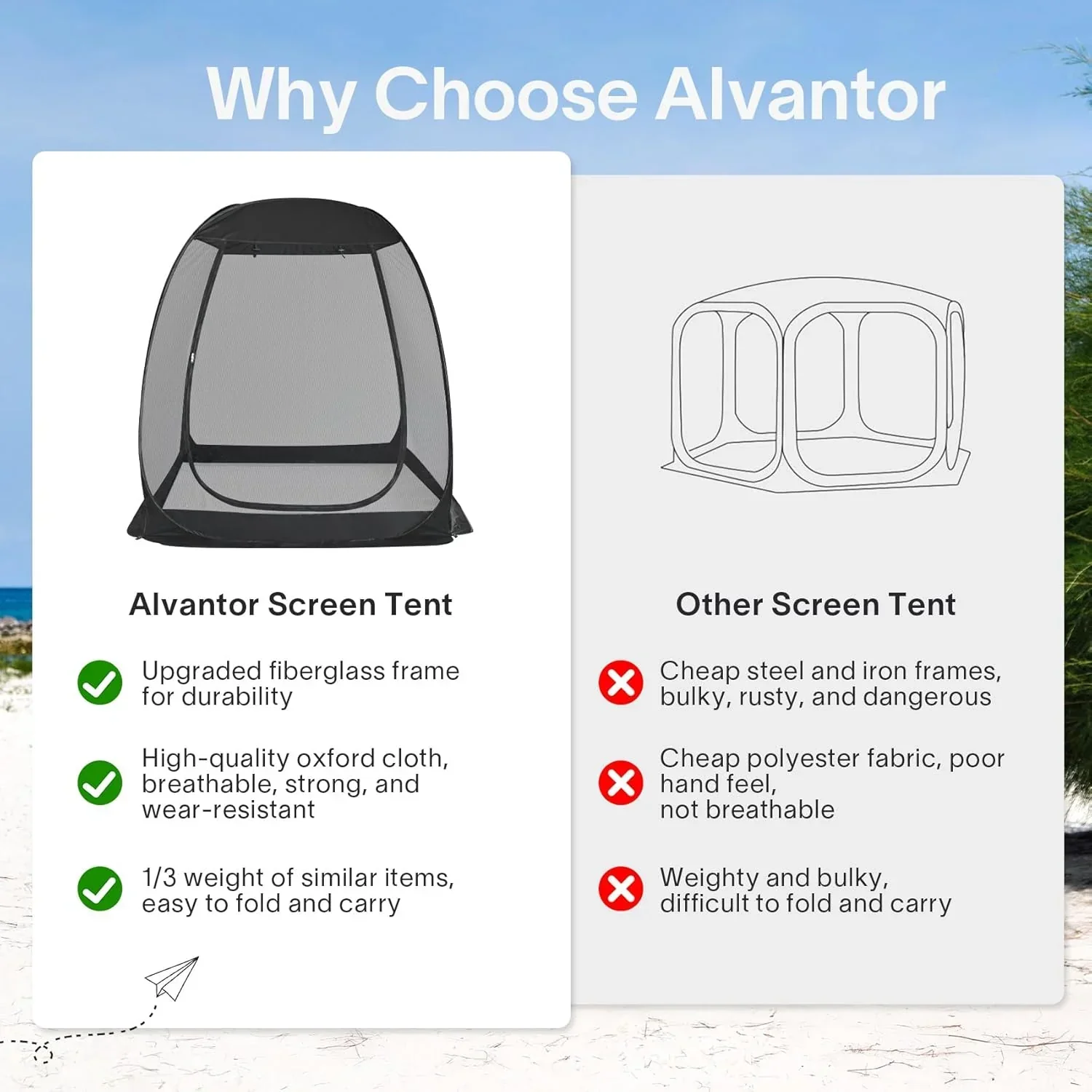 Screen gazebo sleeps 6-10-15 people Igloo-style canopy tent mosquito net on the sides Perfect