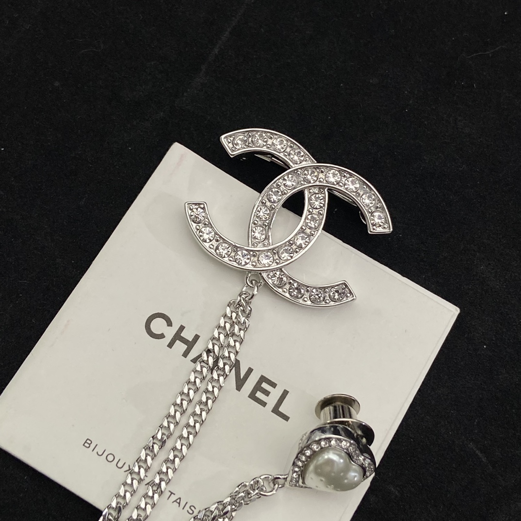 Chanel Silver Chain Tassel Brooch - Original Replica Club