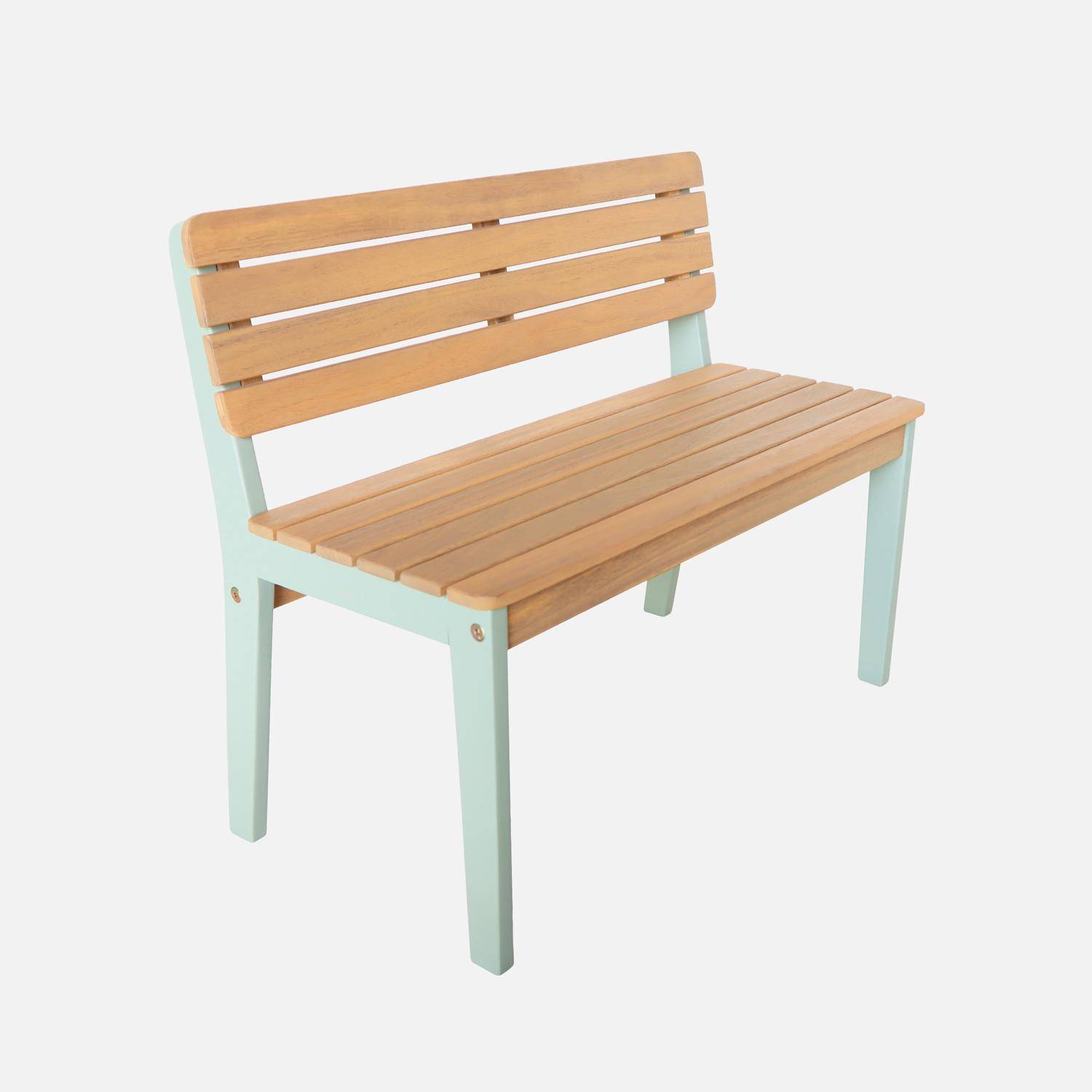 Caroline - Banco de jardín infantil de madera de acacia,  2 plazas