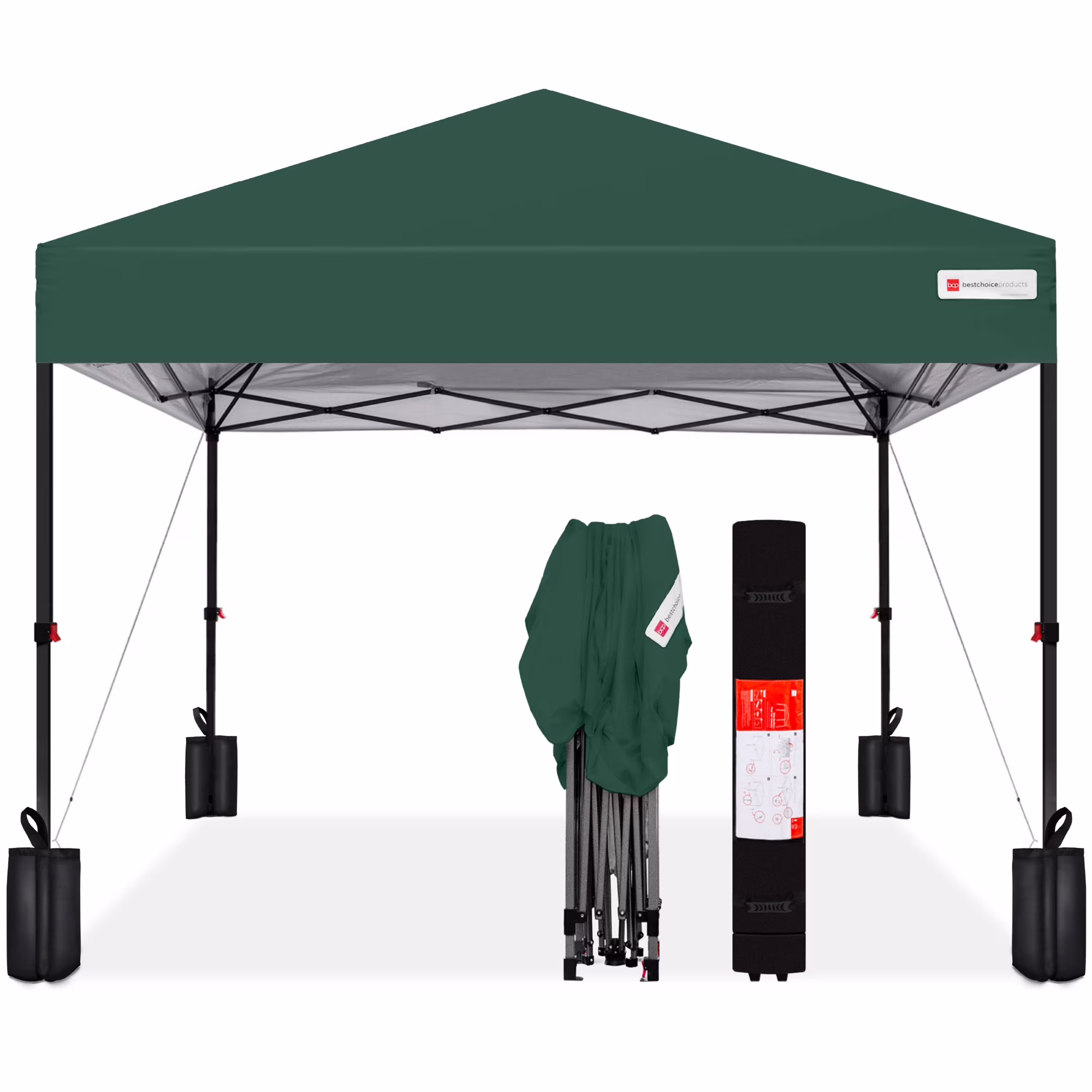 Best Choice Products 12x12ft Easy Setup Pop Up Canopy w/ 1-Button Setup, Wheeled Case, 4 Weight Bags - Navy Blue - Image 35