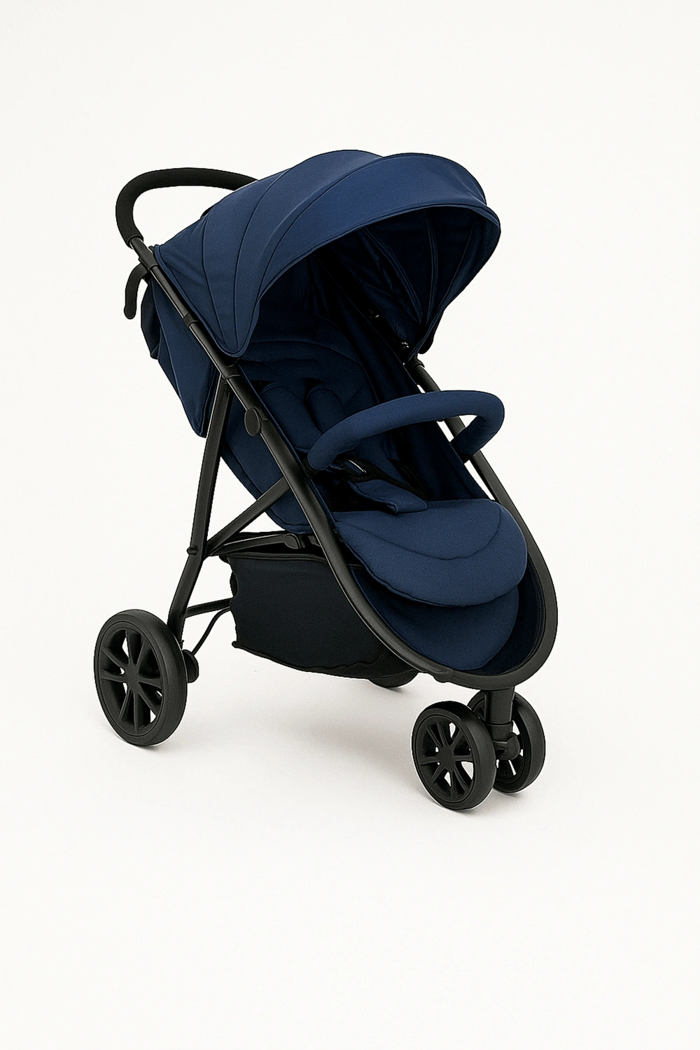 Cochecito de bebé, carrito plegable con respaldo ajustable en 3 posiciones y arnés de seguridad, hasta 22 kg, color azul marino, apto para 0 - 48 meses