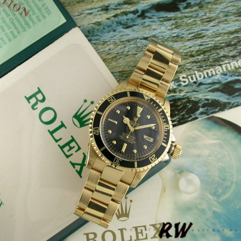 Rolex Submariner 1680/8 Black dial Yellow Gold 40mm Mens Replica Watch