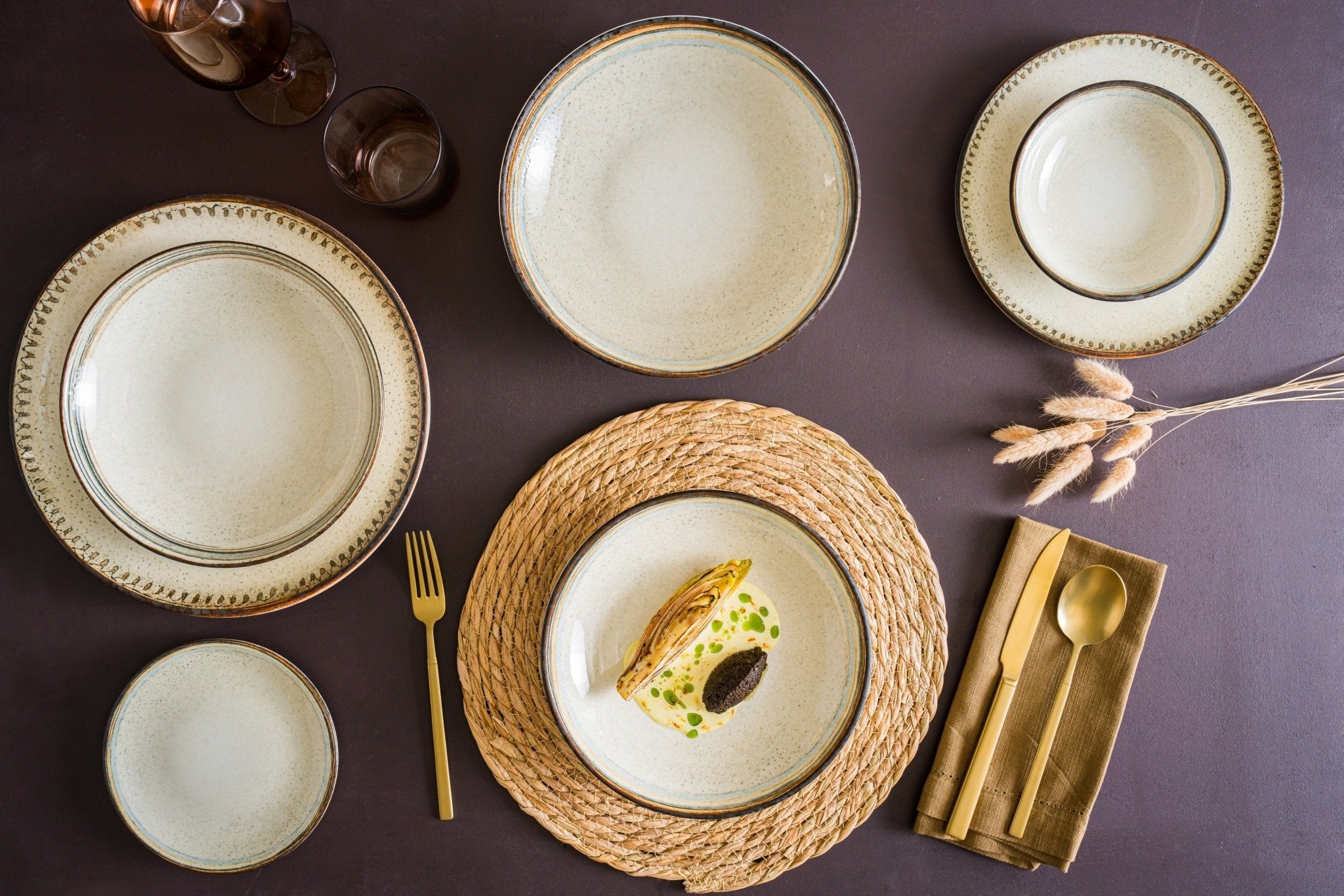 Bonna Gebaksbord - Cortado - Porselein - 23 cm - set van 6