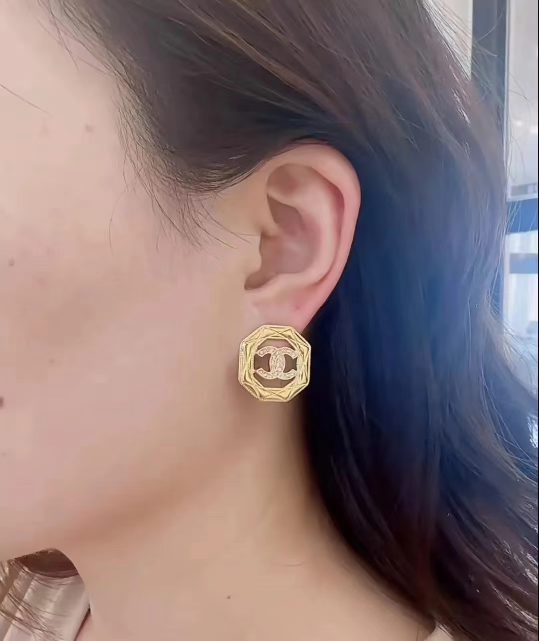 Chanel Geometric Octagon Stud Earrings - Original Replica Club