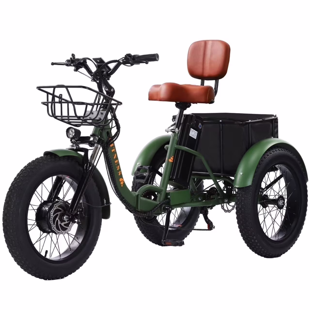 YEBEI Electric Tricycle for Adults Folding E-Trike Motorized Tricycle Electric 3 Wheels Trike Powerful 500W Motor Electric Tricycle 48V15AH Lithium Battery Max 20MPH 20*4.0�� Fat Tire Orange