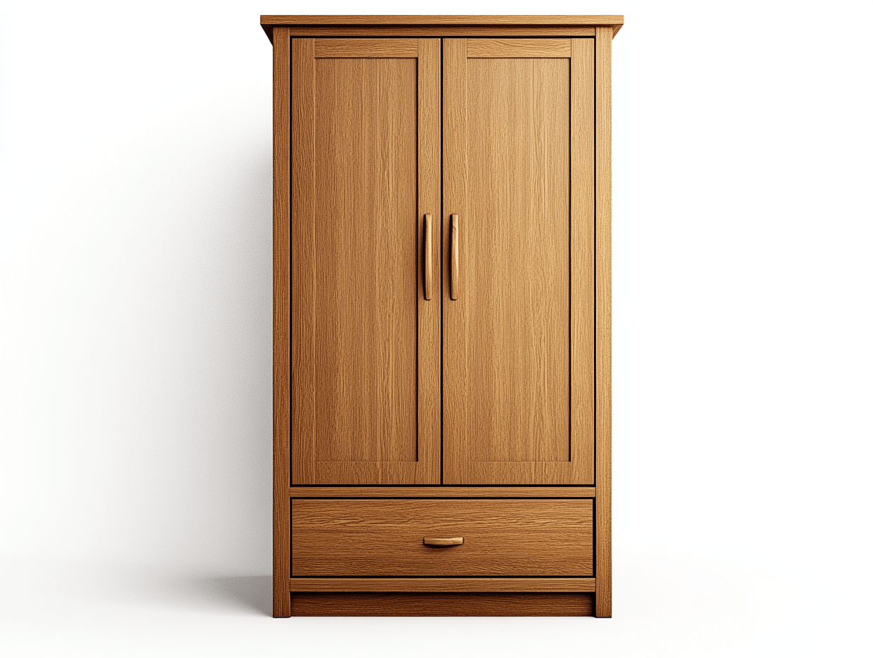 Armario roble oscuro con dos puertas y un cajón MDF 85x55x195cm para dormitorio