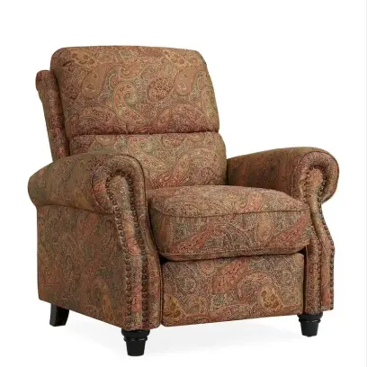 Push Back Recliner Chair with Padded Cushion and Solid Wood Legs