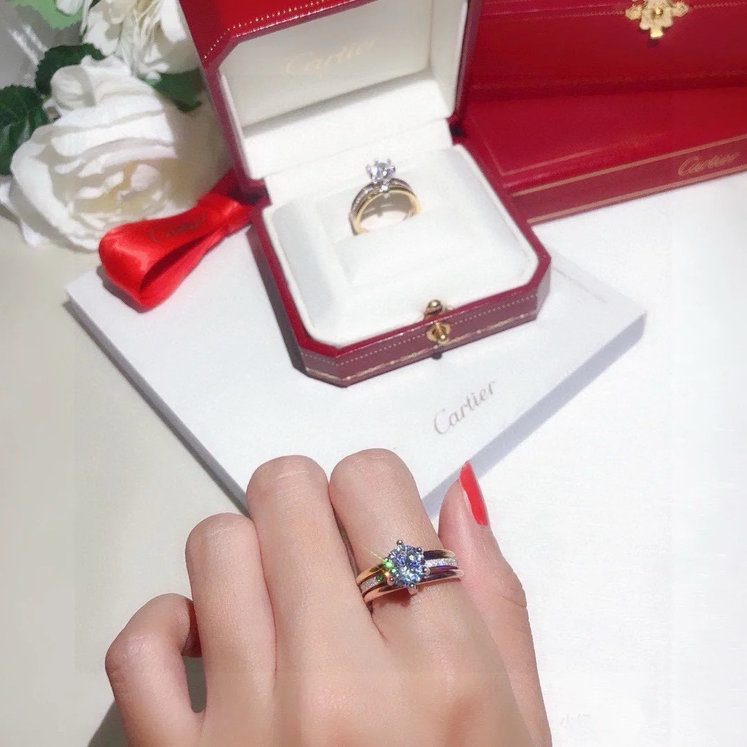 Cartier Three Layers Mixed Metal Color Diamond Ring - Original Replica Club