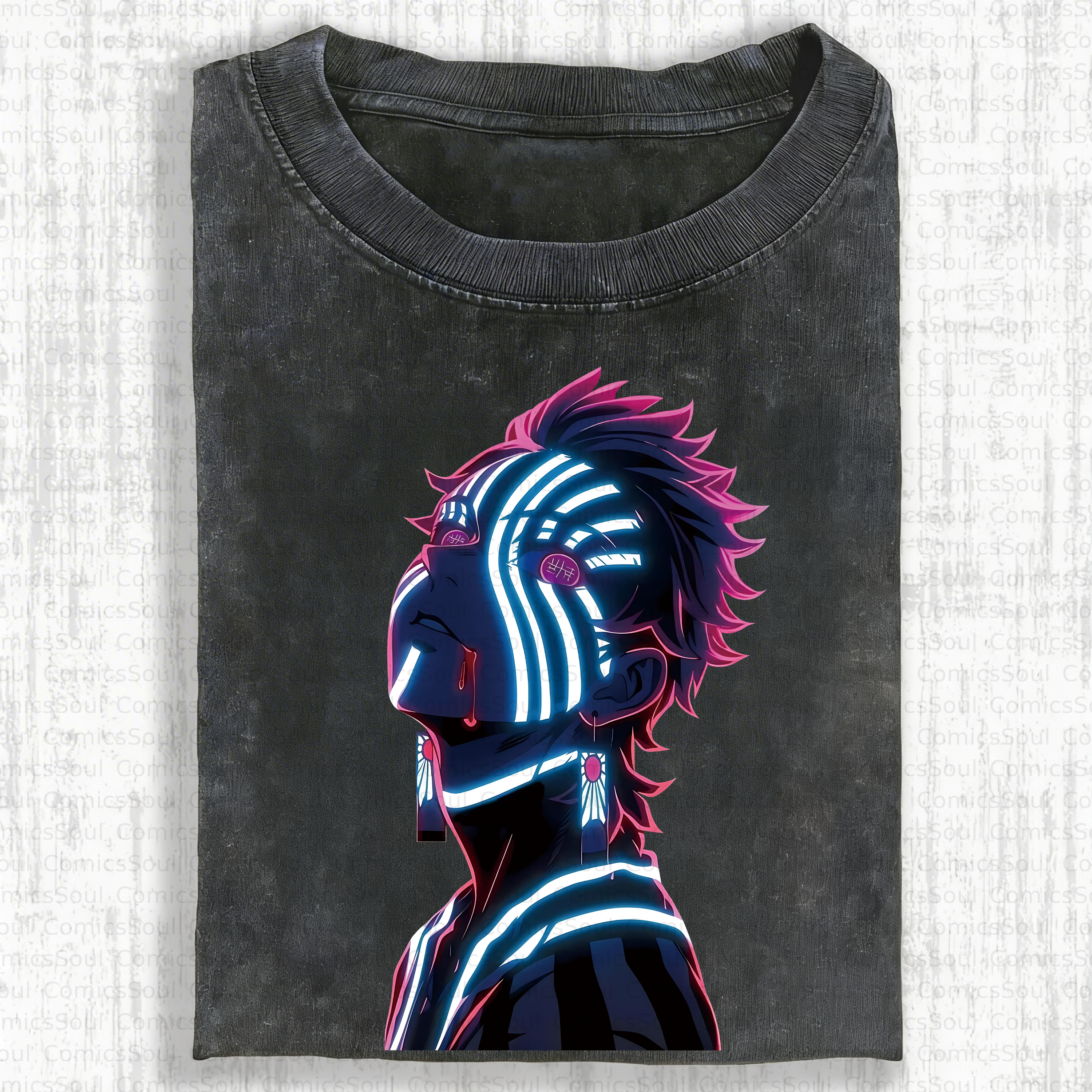 Unisex Anime Inspired Vintage Washed T-Shirt