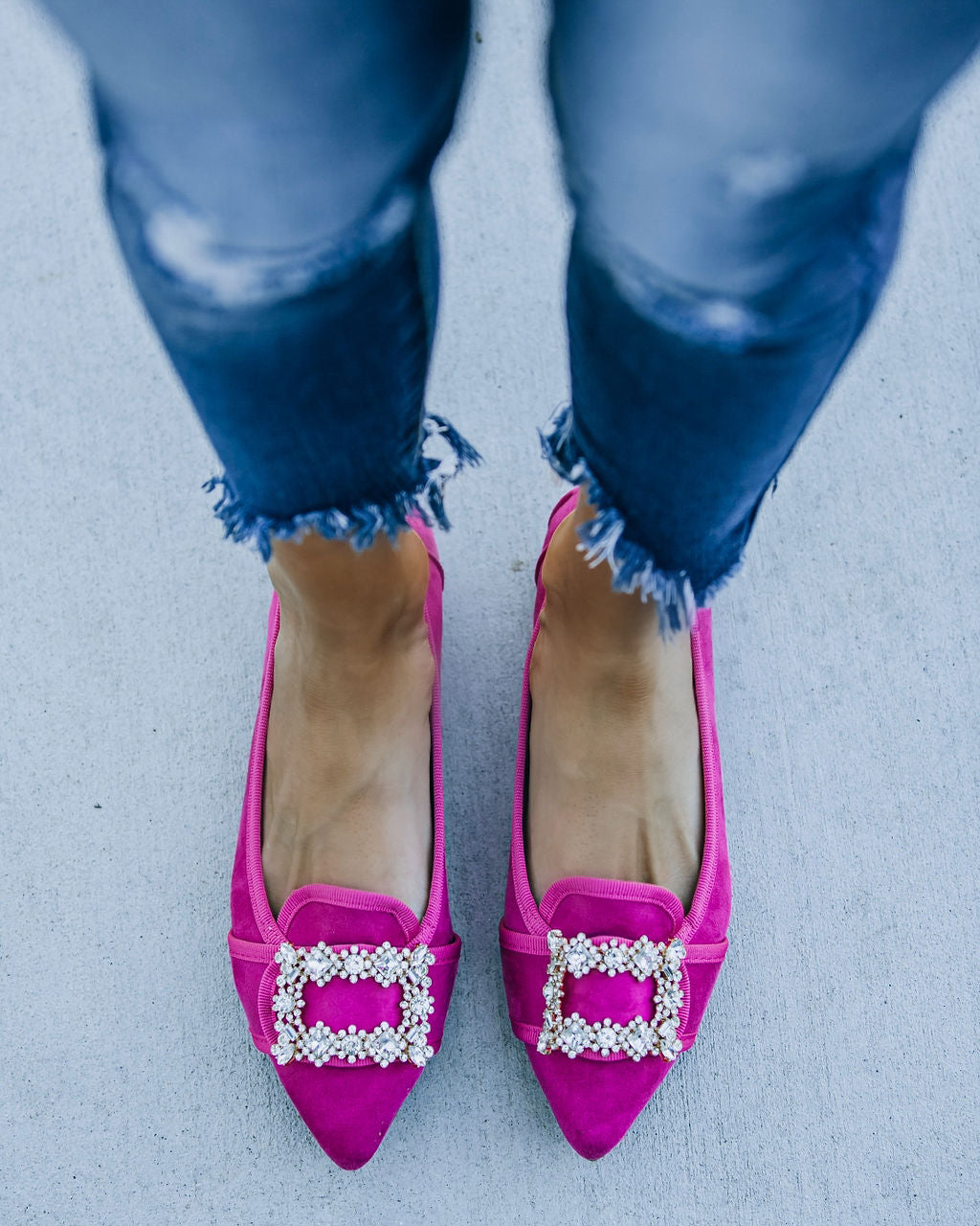 Vanderpump Embellished Faux Suede Flats - Pink - Se7enfashion