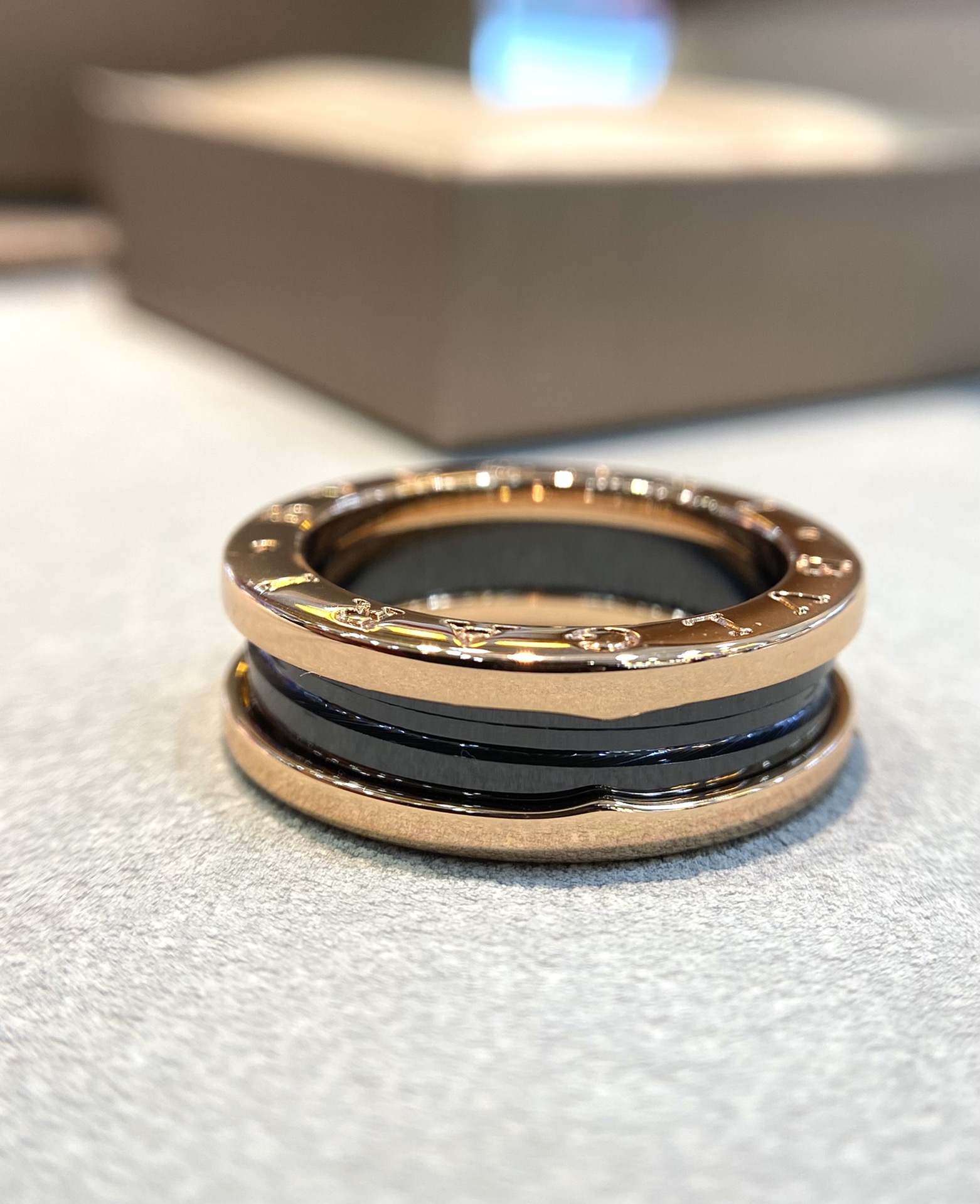 Bvlgari Rose Gold and Black B.zero1 Ring - Original Replica Club