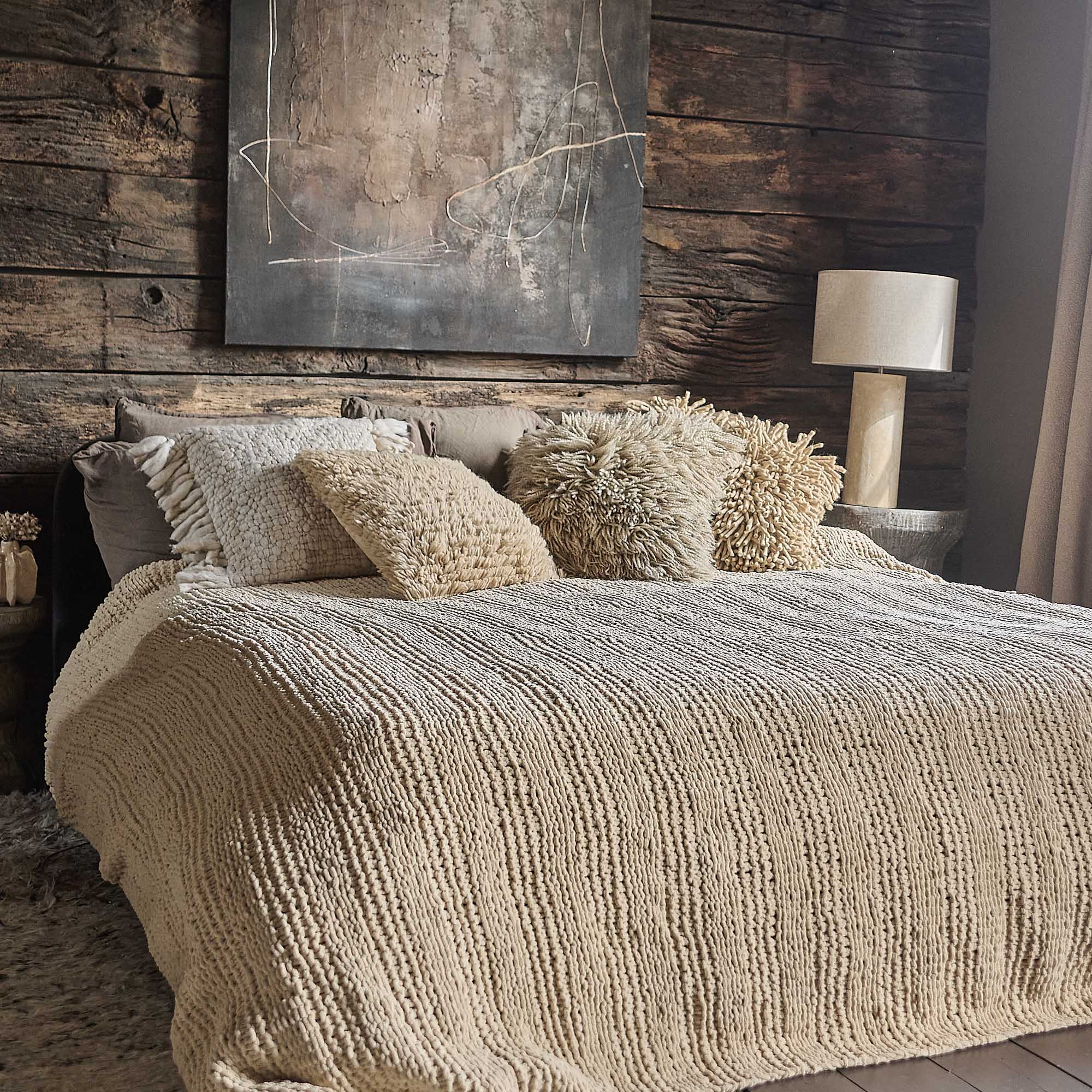 Thornton Knitted Throw, Cream