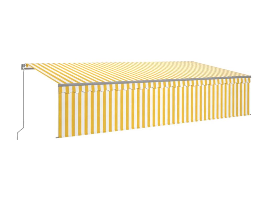 Toldo retráctil manual con persiana y LED amarillo blanco 6x3 m
