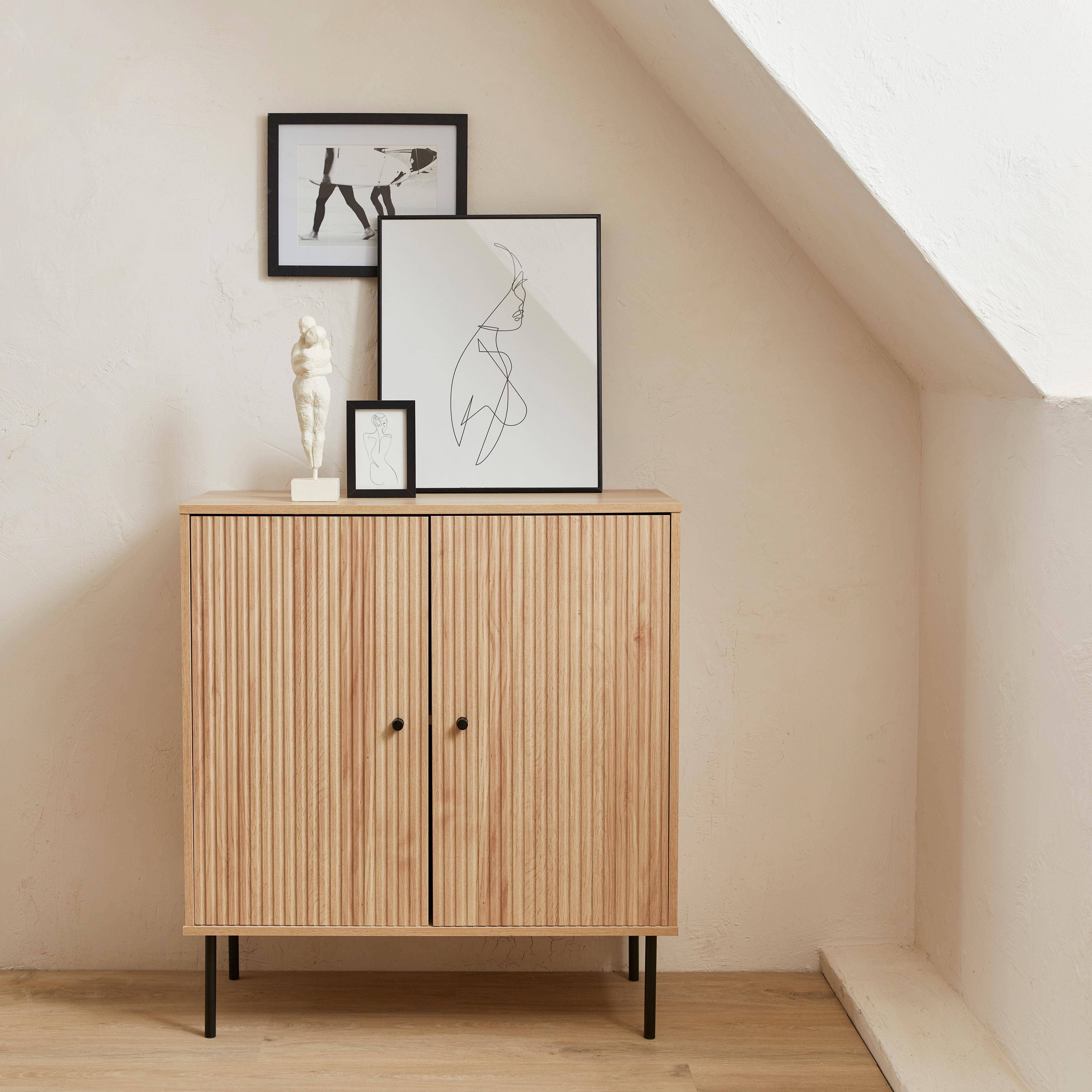 Braga - Aparador con efecto madera de 2 puertas, 83.5cm