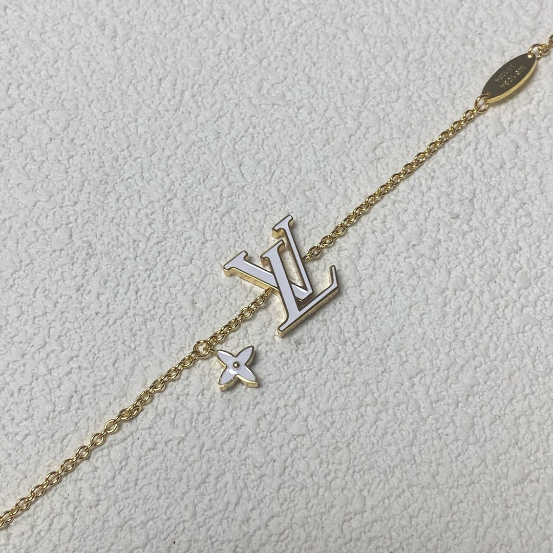 Louis Vuitton White LV Letters Bracelet Necklace - Original Replica Club