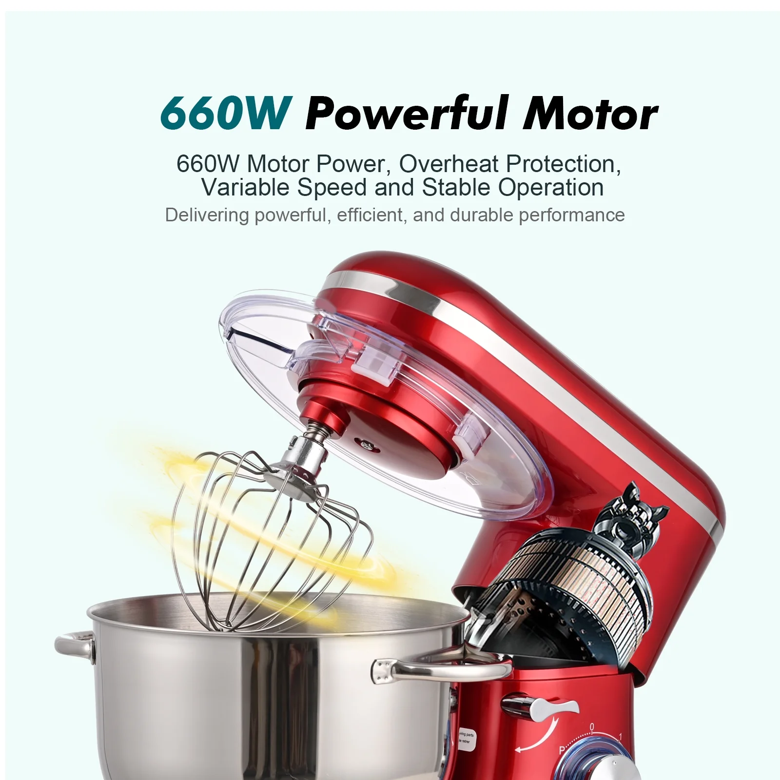 Kitchen in the box Tilt-Head Stand Mixer, Electric Kitchen Mixer with 6.5QT Stainless Steel Bowl, 660W Food Mixer with 6-Speed, Black - Image 26