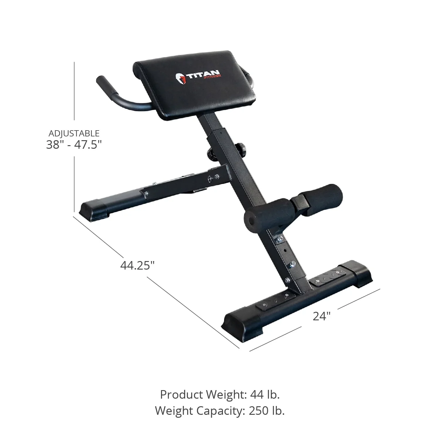Titan Fitness Hyper Back Extension Bench, Rated 250 LB, Specialty Upper Body Workout Garage Gym Bench