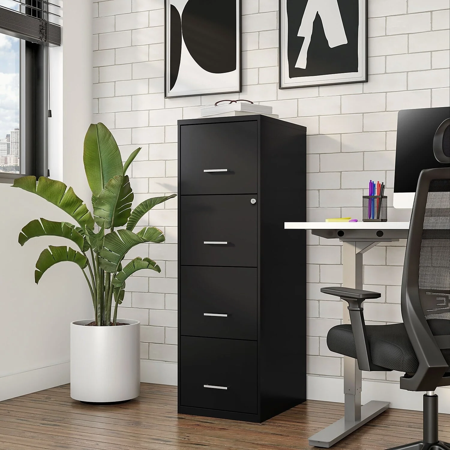Staples 4-Drawer Vertical File Cabinet Locking Letter Black 18"D (52152) 16883/52152 - Image 9