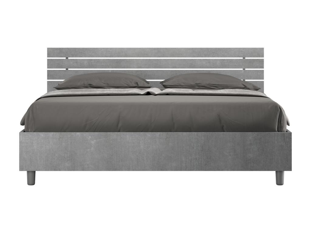 Cama contenedor doble 160x200 con cabecero inclinado con lamas de hormigón Ankel