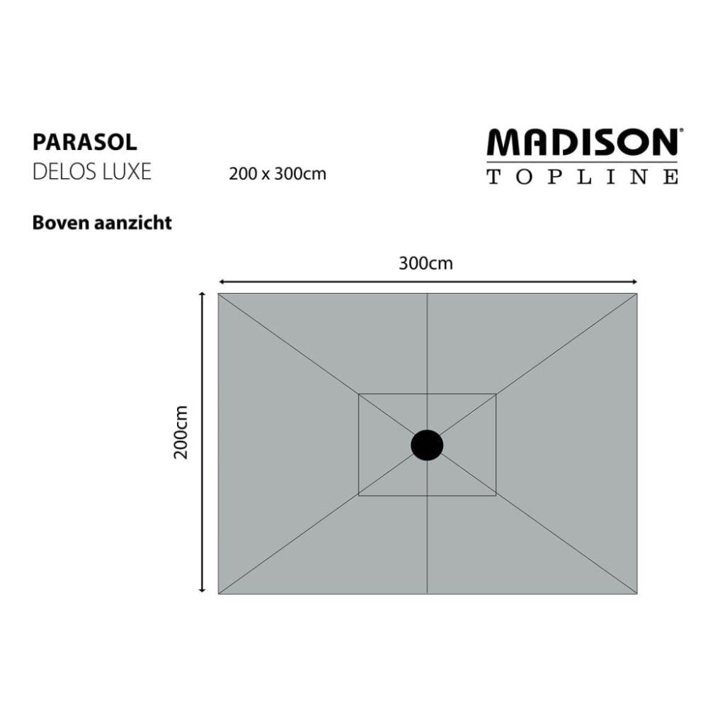 Madison stokparasol Delos luxe Sage Green 200x300 cm.