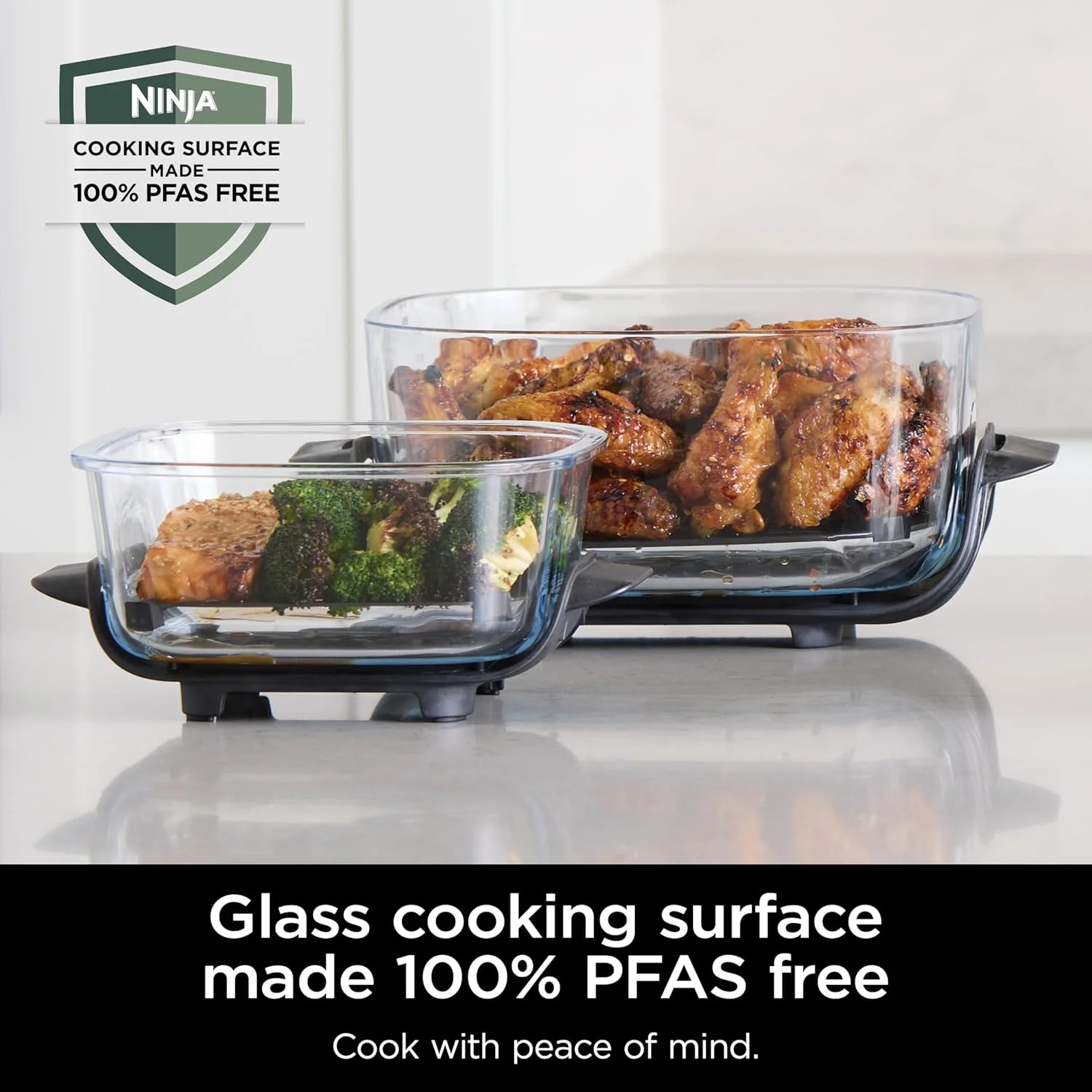 Ninja Crispi 5-in-1 Portable Glass Air Fryer Cooking System FN103BF, British Racing Green with Soft Gold Trim, 1500W, New - Image 15