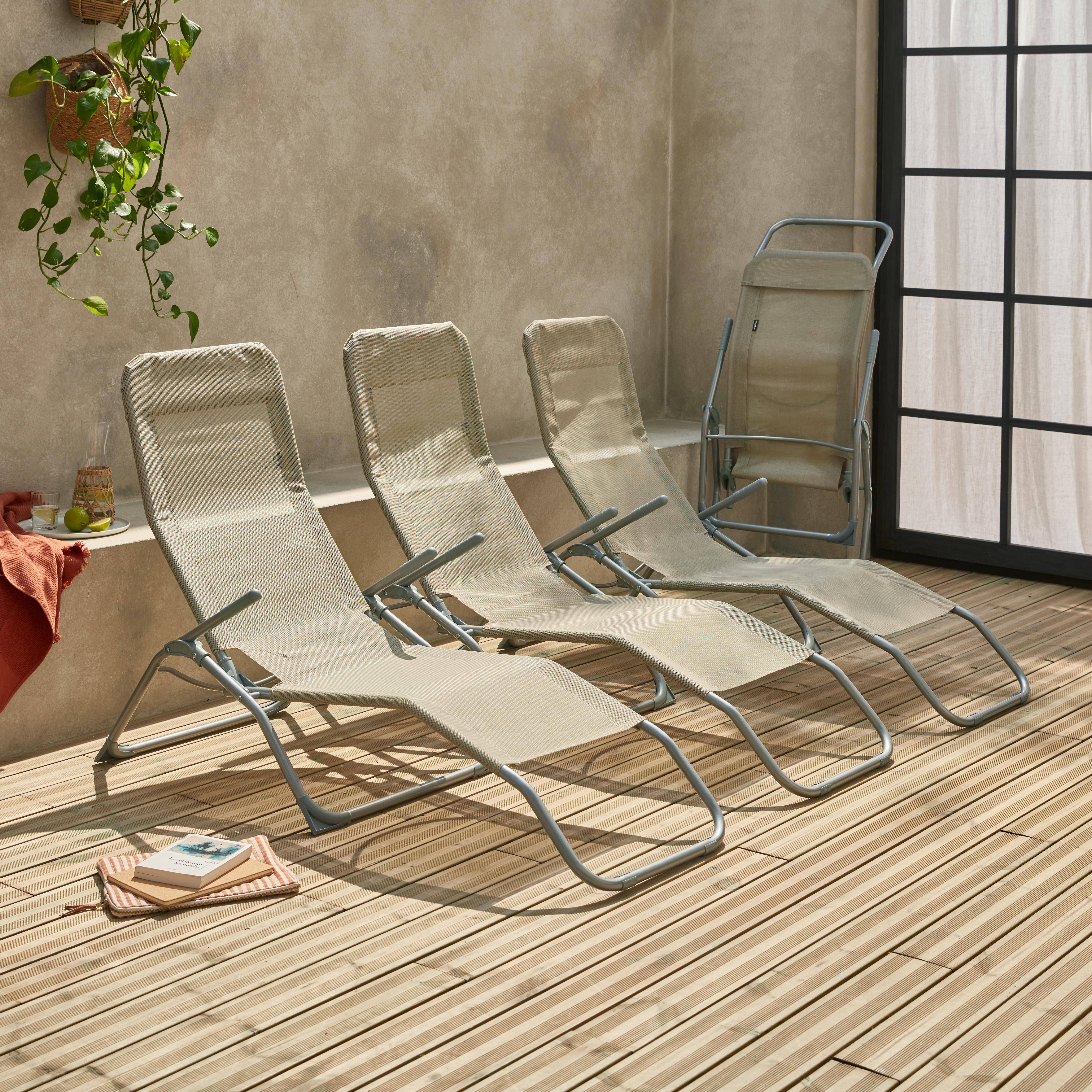 Levito x4 - Tumbona plegable de textileno con 2 posiciones, set de 4