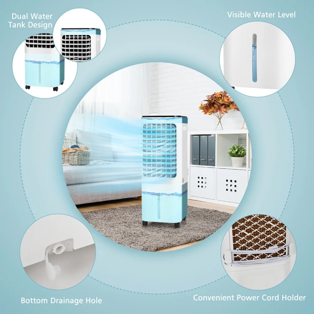 GVN Air Conditioners, Air Cooler, 4-in-1 Evaporative Air Cooler with 12L Water Tank and 4 Ice Boxes-White - Image 7
