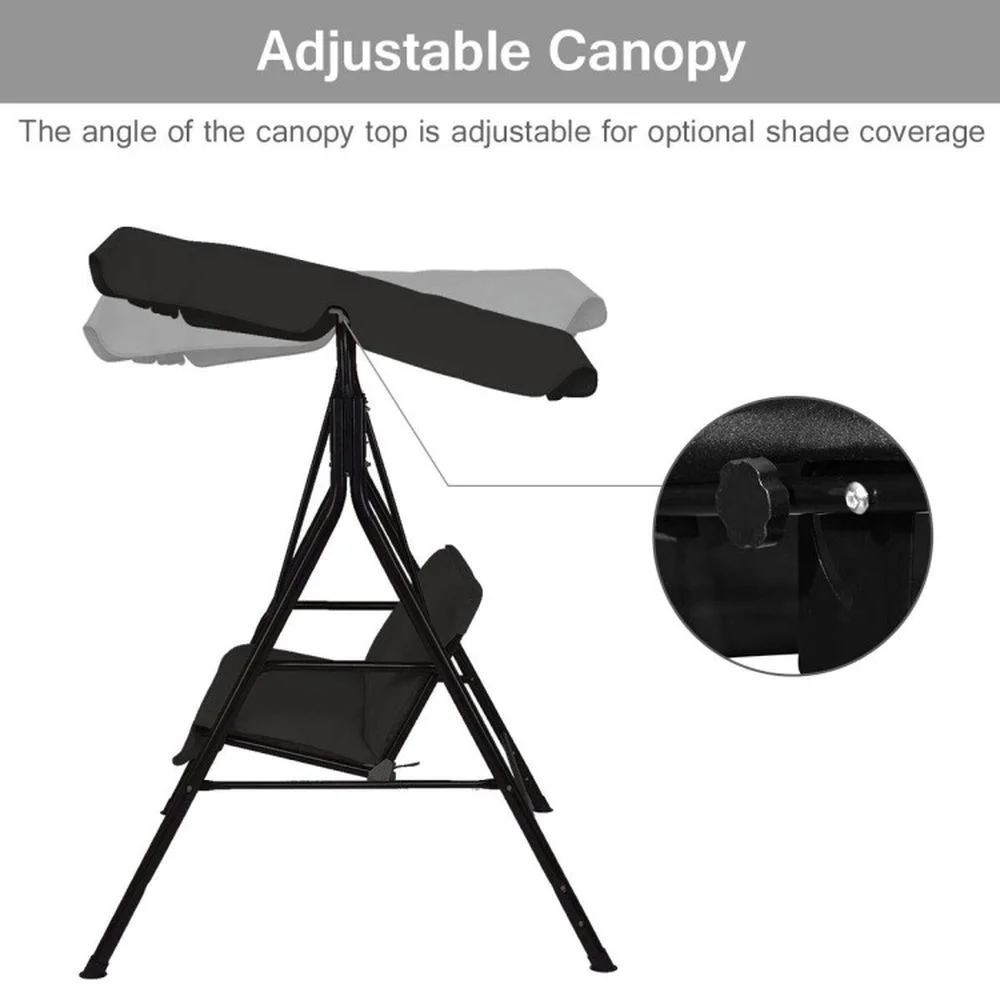 Topcobe Loveseat Cushioned Patio Steel Frame Swing Glider, Outdoor Patio Furniture for Balcony Garden Backyard -Black - Image 10