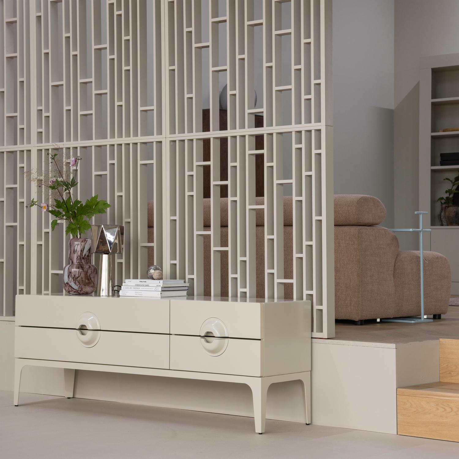 WOOOD Merge Tv Meubel - Eucalyptus hout - Dust Beige - 57x160x44