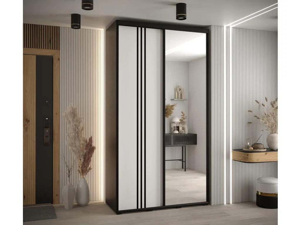 ARMARIO Mueblesclasic 7 DE PUERTAS CORREDERAS 235.2/130/45 2 puertas (Negro/Blanco/Negro)