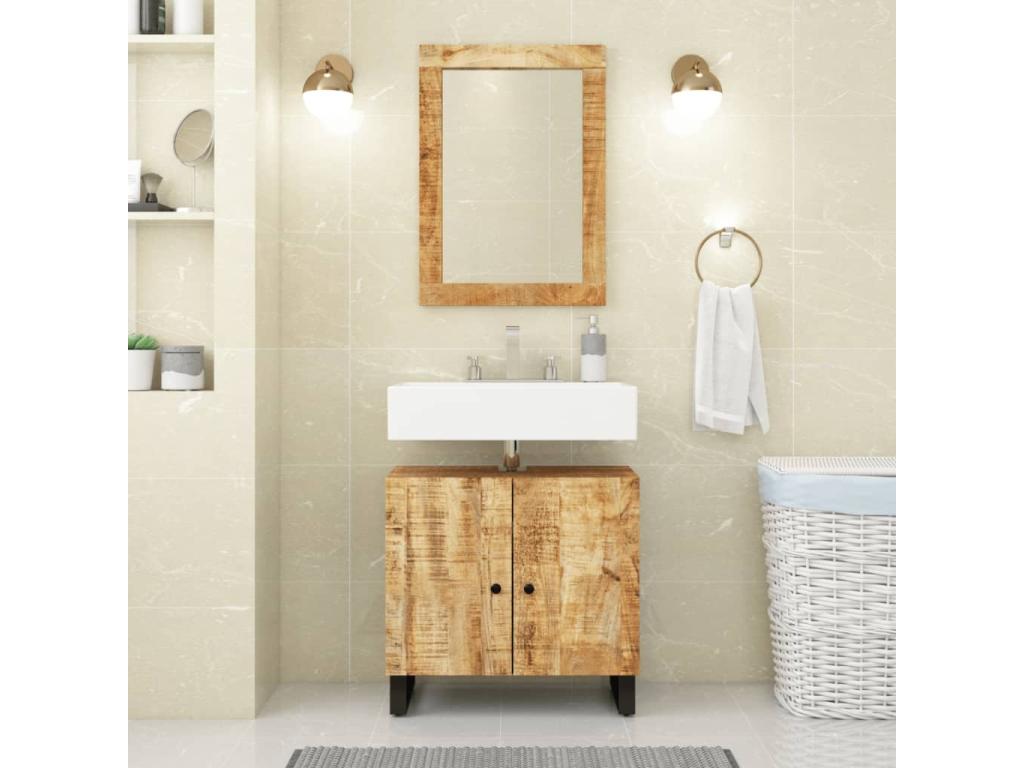 Espejo de vidrio y madera maciza de mango 70x50 cm
