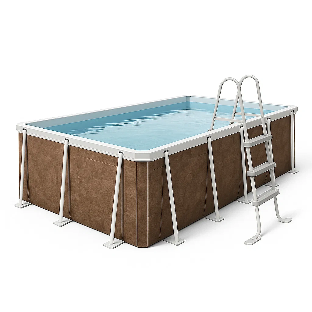Piscina tubular rectangular desmontable de acero 532x265x119 cm marrón/blanco con filtro y escalera pmLWXqR199JJ