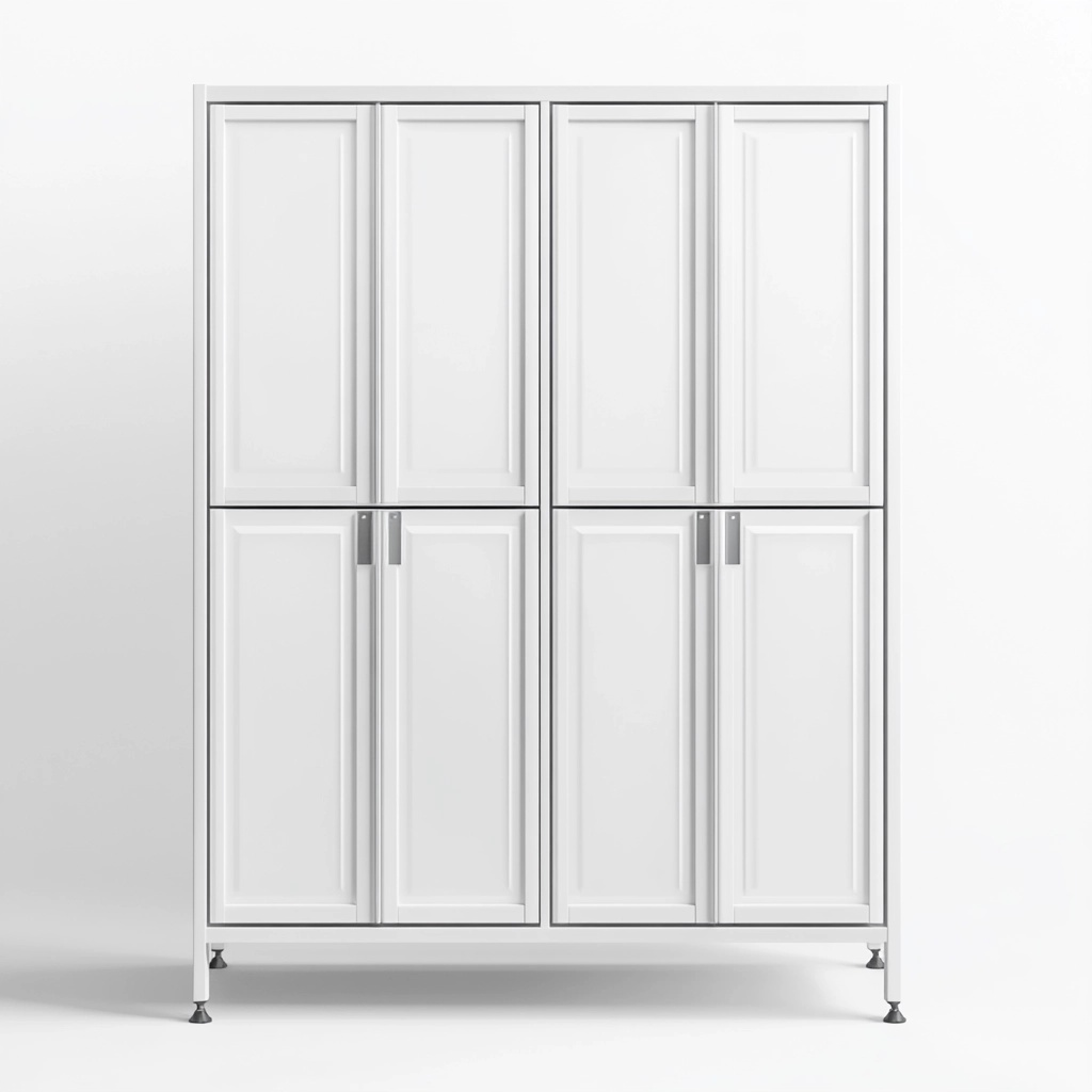 Armario alto de almacenamiento para sala multifunción blanco madera moderna con seis puertas WC2947724