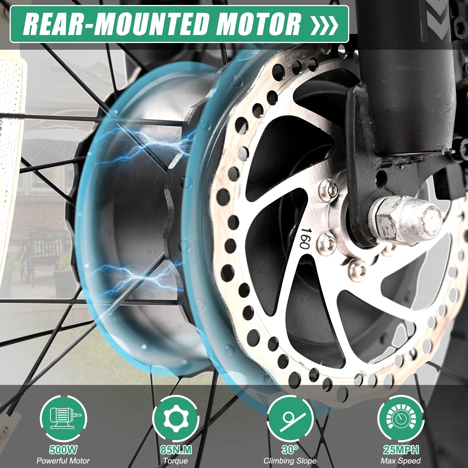 20" x 4" Fat Tire Electric Tricycle for Adult, 7 Speeds Electric Trike 48V 500W Motorized Tricycle , Electric Three Wheels Bicycle for Senior, Aluminum Frame & Rear Basket ,16mph - Image 14