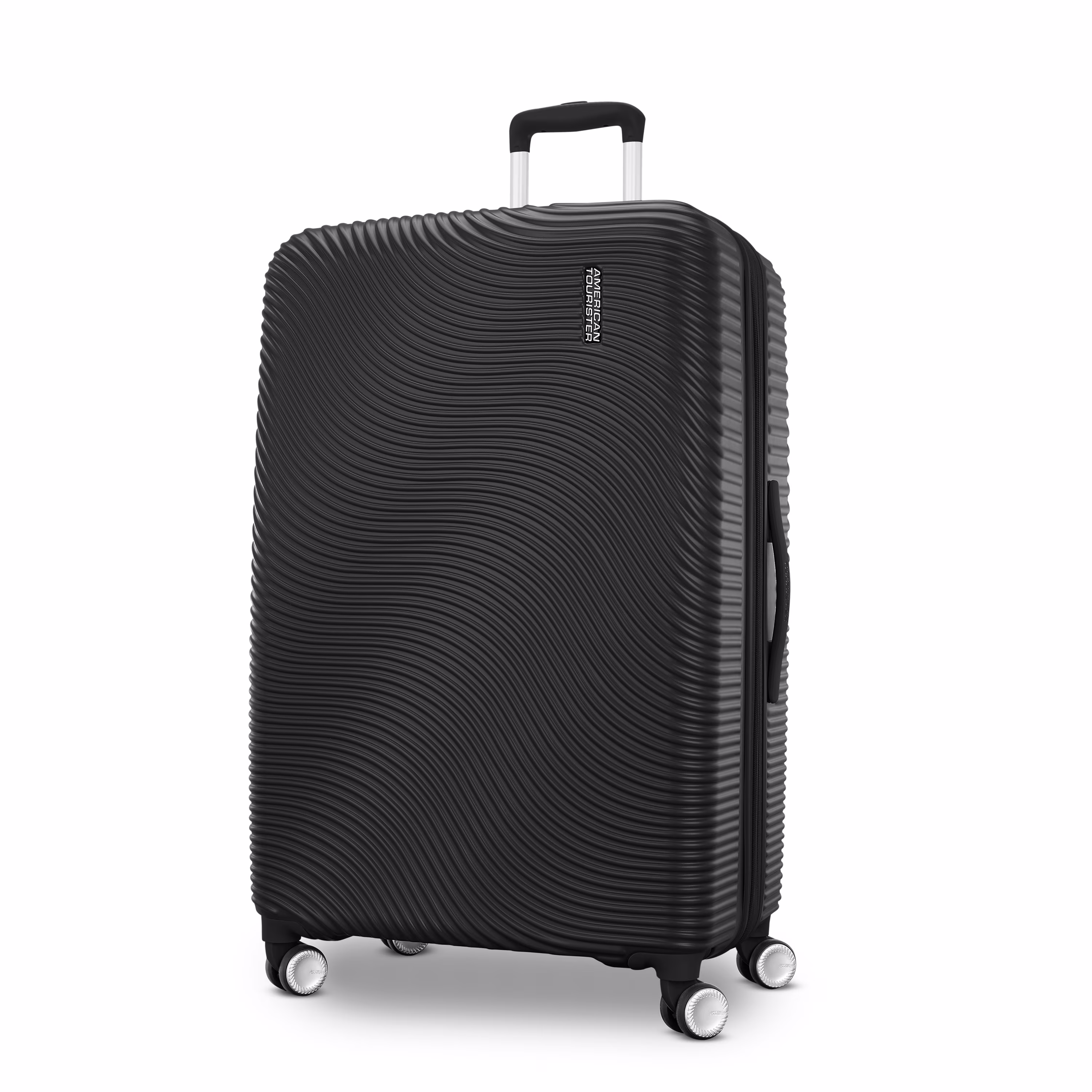American Tourister Color Waves Large Checked Suitcase with Spinner Wheels - Black