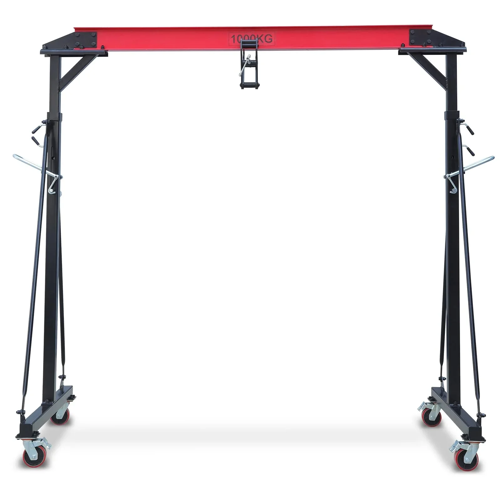 2025  1 Ton Adjustable Gantry Crane, 2200 lbs Capacity, Height Adjustable 96.5"-143.7", Portable Hoist for Factory, Construction, Warehouse, Auto Repair