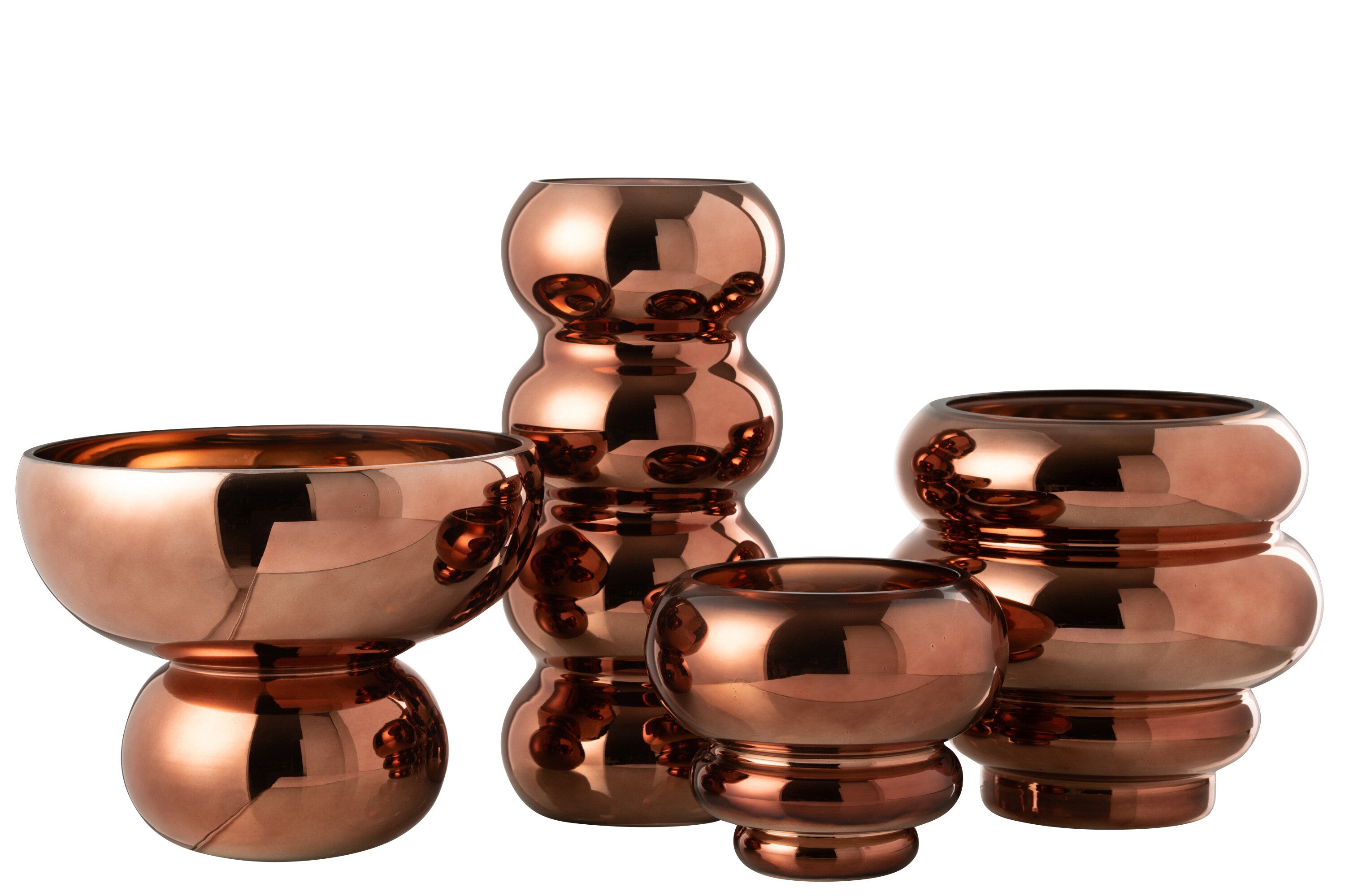 J-Line windlicht Op Voet Afgerond - glas - bruin - Ø 23 cm