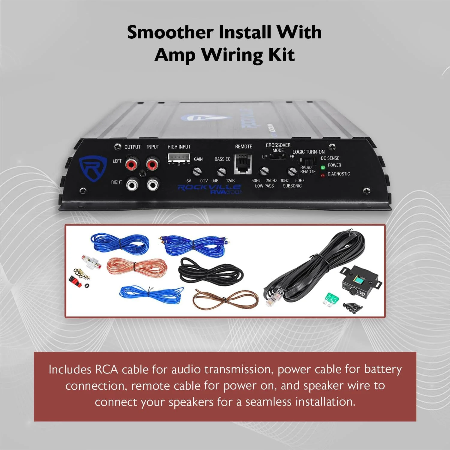 RV12.2B 1200W Dual 12" Car Subwoofer Enclosure+Mono Amplifier+Amp Kit