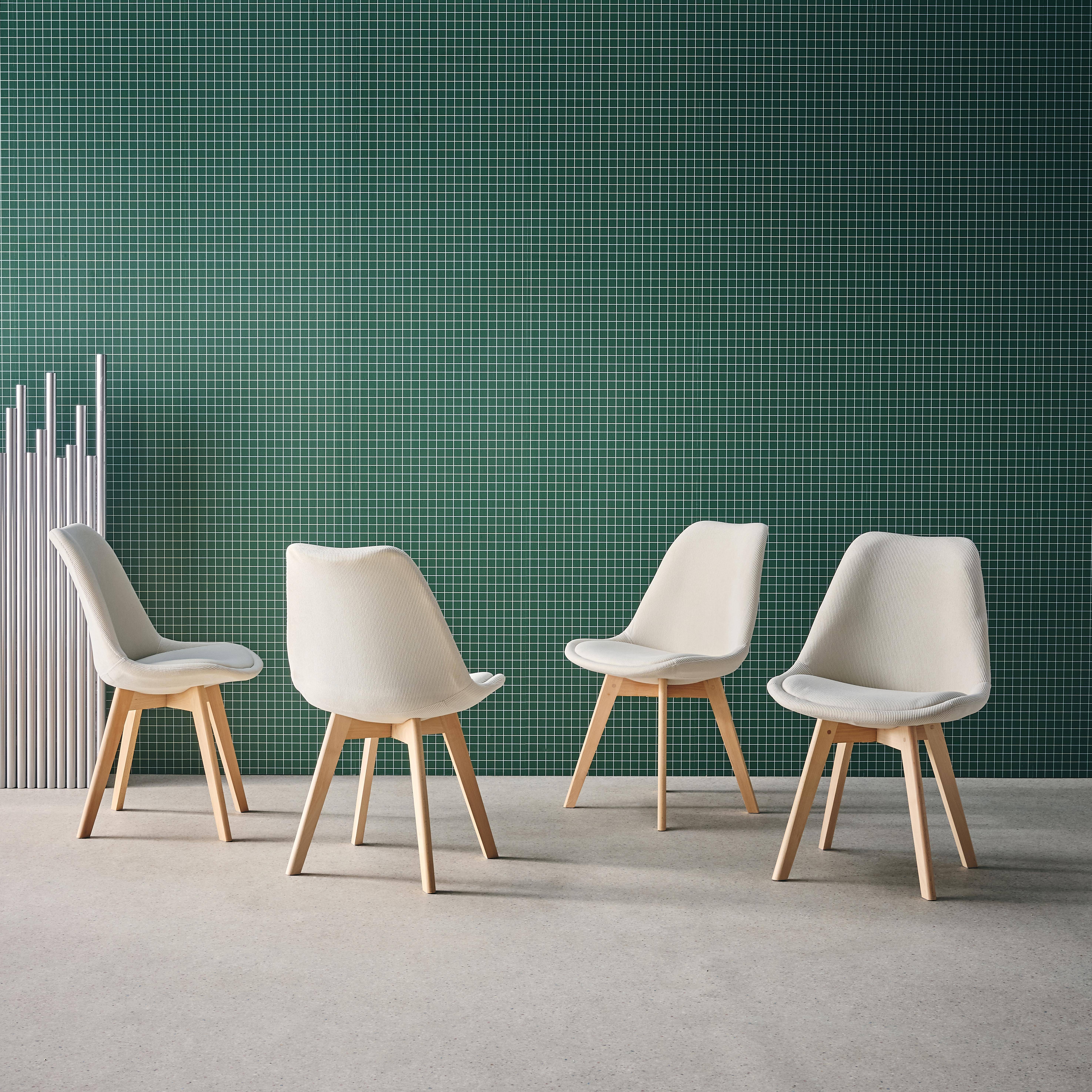 Nils pana - Silla escandinava de madera de haya y pana fina, set de 4