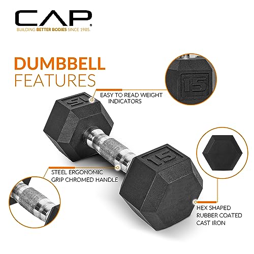 2025 CAP Barbell 150 LB Coated Hex Dumbbell Weight Set with Vertical Rack, Black