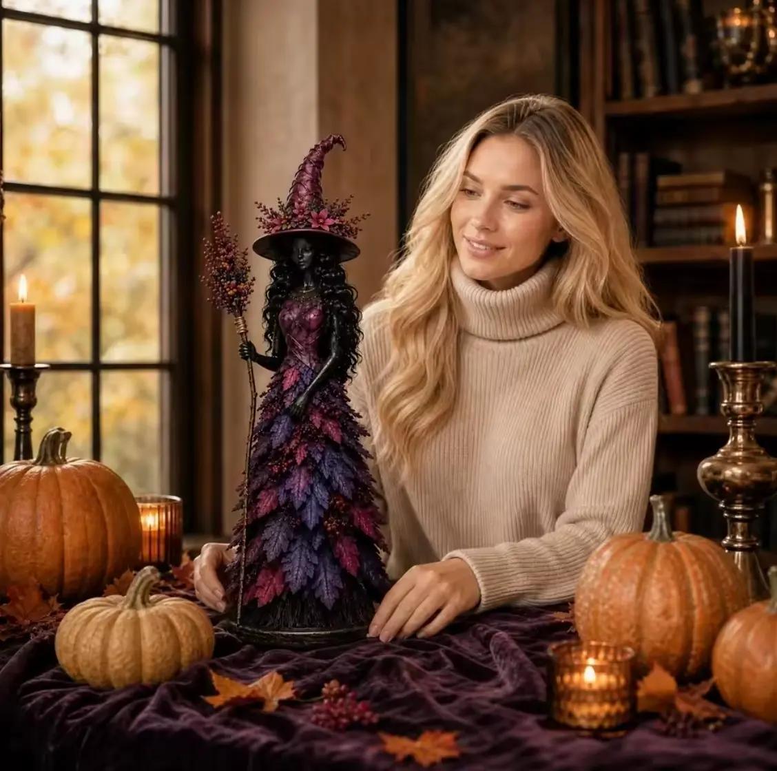 LeafWitch™ Autumn Figurine - Handcrafted Leaf & Berry Witch Statue - Image 7 LeafWitch™ Autumn Figurine - Handcrafted Leaf & Berry Witch Statue - Image 7