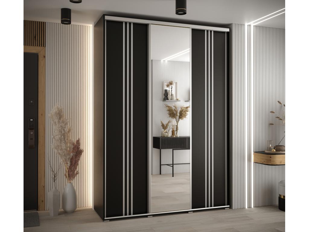 ARMARIO Homelyvo 7 DE PUERTAS CORREDERAS 235 - 2/170/45 3 puertas Negro/Negro/Plata
