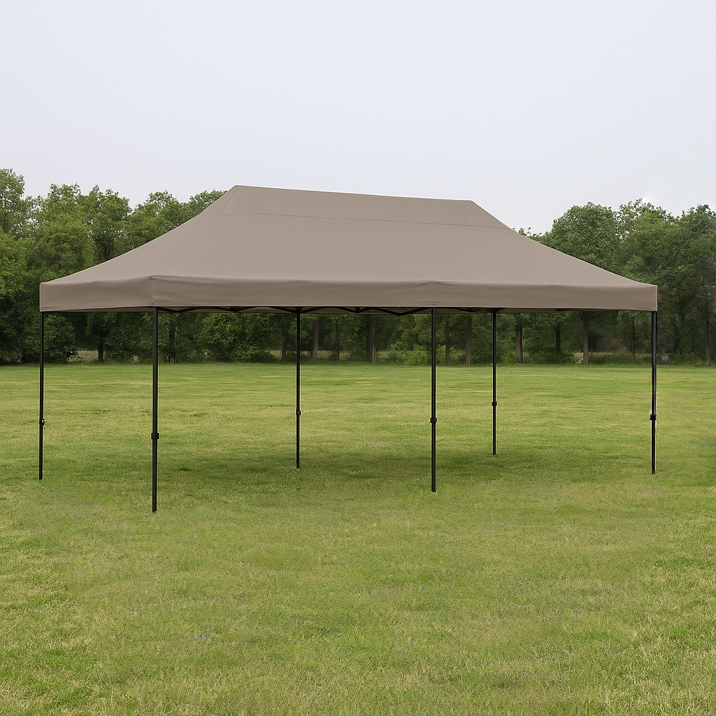 Carpa plegable para eventos gris topo tela oxford acero exterior 580x292x245 cm