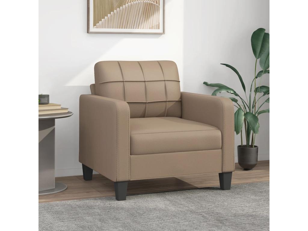 Sillón cuero sintético color capuchino 60 cm