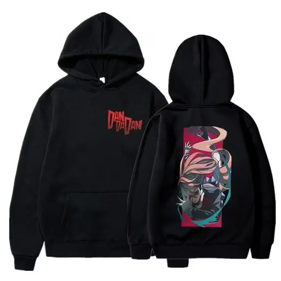Men's Cotton Oversized Long-Sleeve Pullover Hoodie Sweatshirt - Unisex Dandadan Anime Manga Print TeeThreads Sustain the Scene with Custom Apparel
