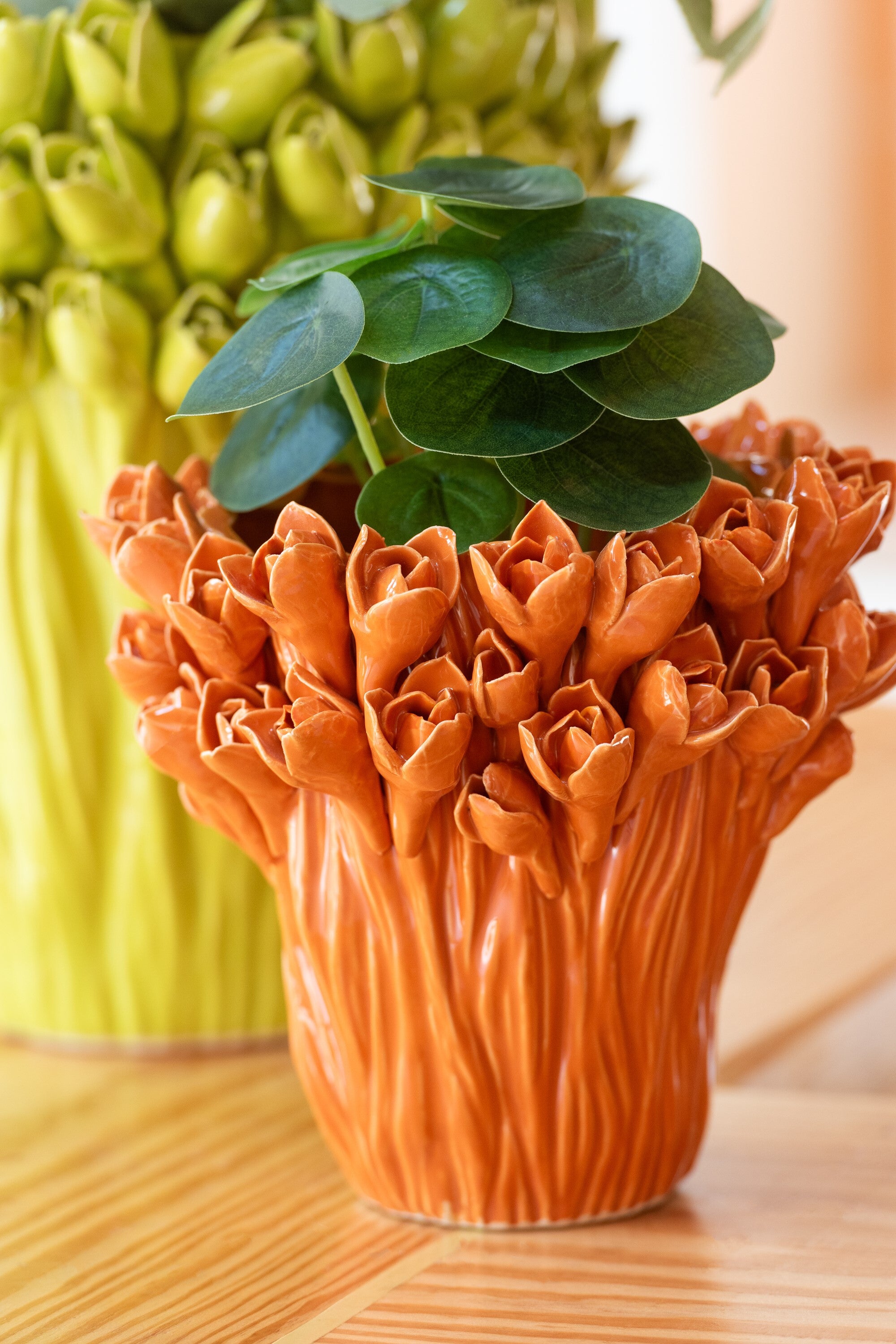 J-Line vaas Ambrosia - keramiek - oranje - medium - Ø 28 cm