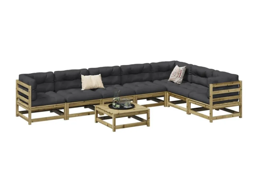 Set de sofás jardín 8 pzas con cojines Hogarmini impregnada wemz12028