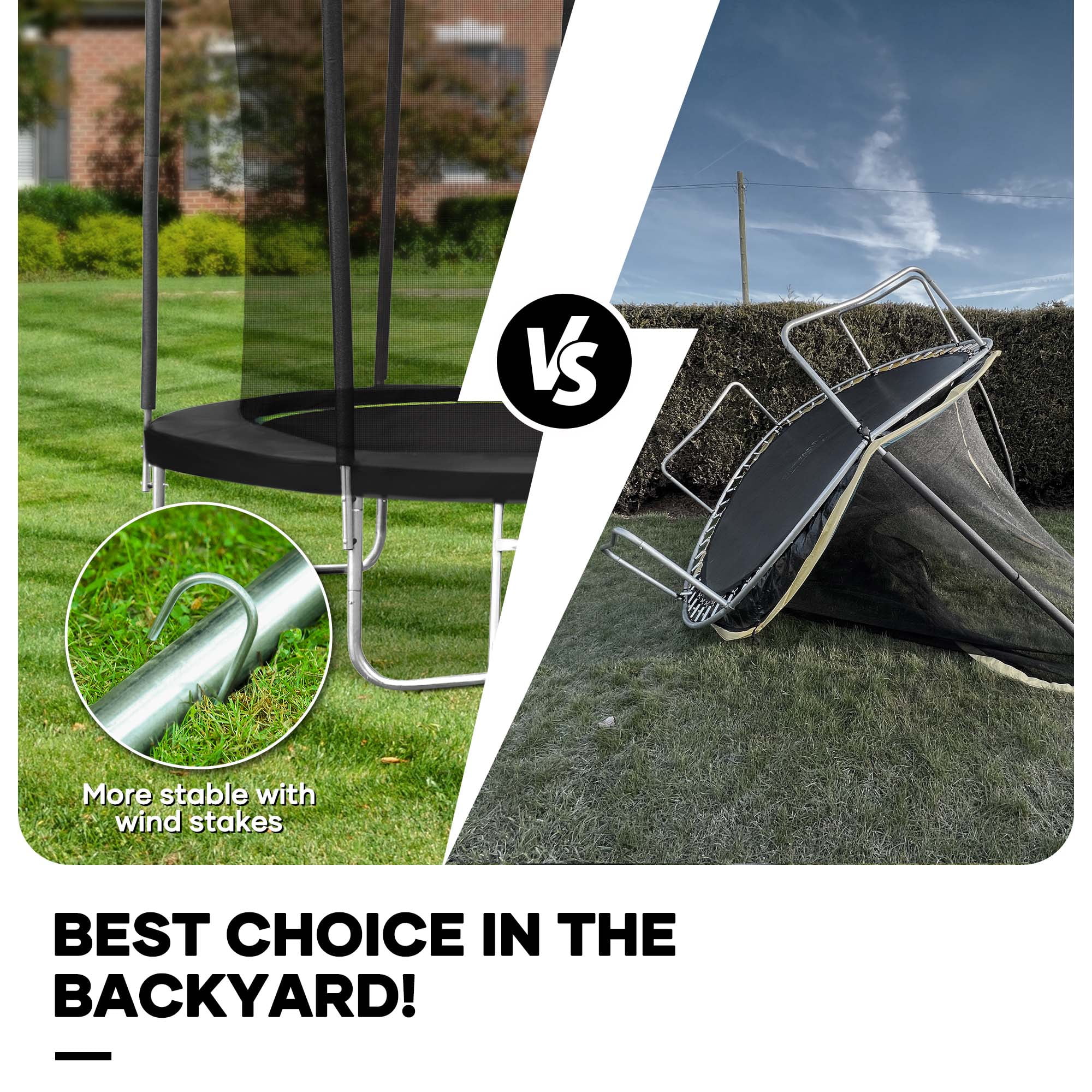 Maxkare 8FT Trampoline with Enclosure & Ladder for Adults & Kids Indoor Outdoor Play, 264 LBS Capacity - Image 5