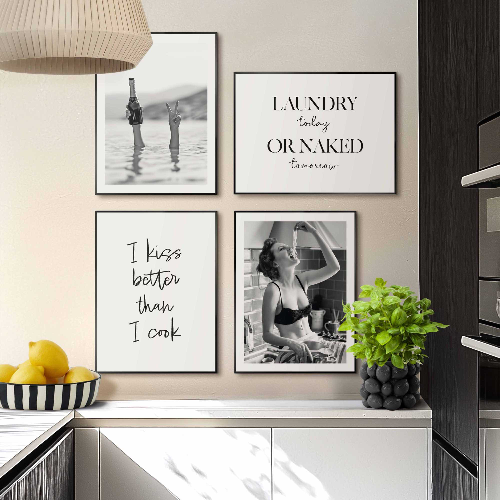 Reinders - Humor bundle - Wanddecoratieset 30x40 cm - Zwart-Wit